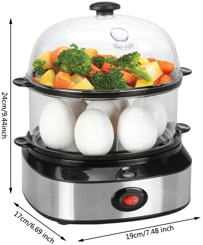 2 in 1 Electric Rapid Stainless 14 Egg Cooker/Steamer Auto Shut Off