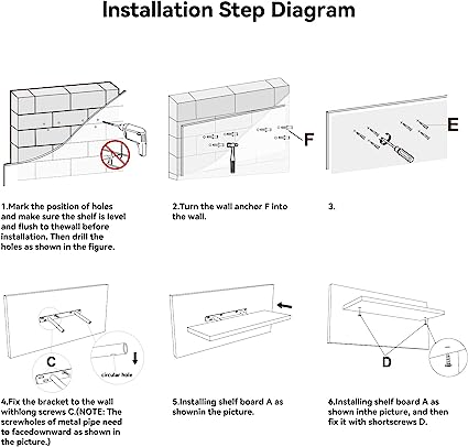 4 Sets White Floating Shelves for Wall