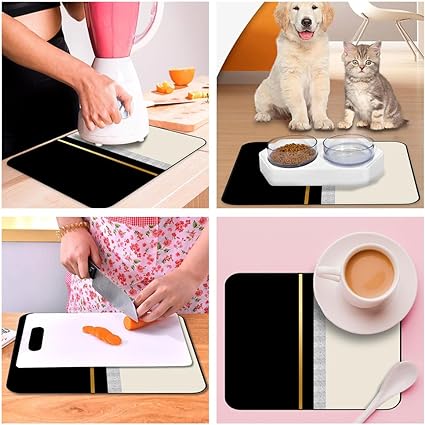 Ultra Absorbent Dish Drying Mats - Machine Washable and Super Fast Drying - Practical Solution for Efficiently Drying Dishes - 15,7 by 19,6 Inches (Black)