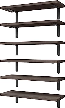 Set of 6 Wood Floating Wall Mounted