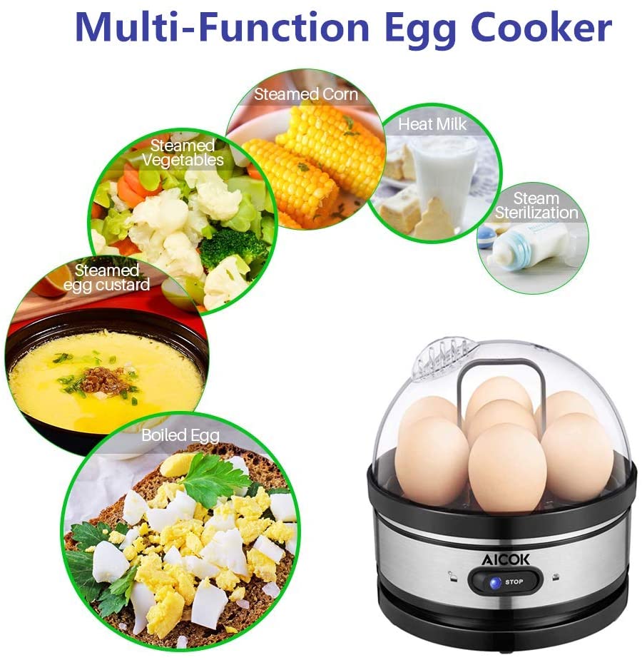 Electric Rapid Stainless Steel 7 Egg cooker Auto Shut Off