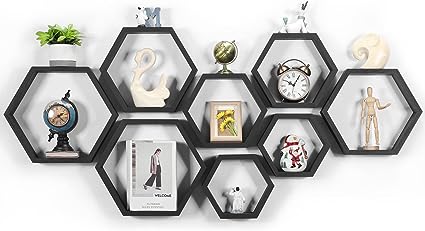 Hexagonal Floating Shelves Set of 6