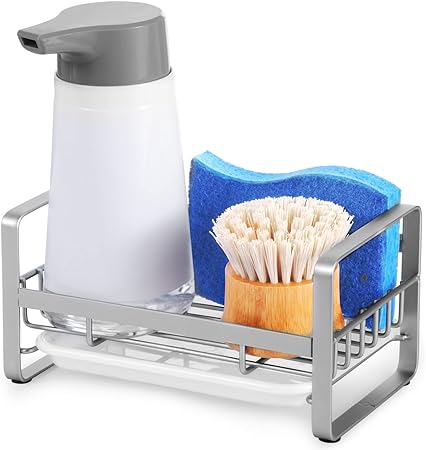 304 Stainless Steel Kitchen Soap Dispenser Caddy Organizer,