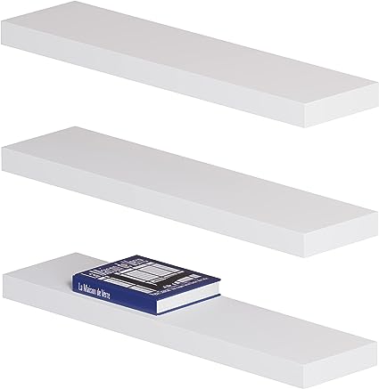 Set of 3| Durable Wall Shelves with Invisible Bracket (White - Small)