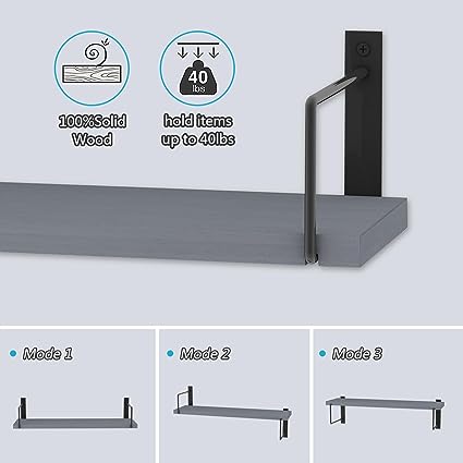 24 Inches Easy to Install Wall Mounted Shelves, Set of 3 (Brown)