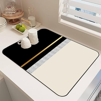 Ultra Absorbent Dish Drying Mats - Machine Washable and Super Fast Drying - Practical Solution for Efficiently Drying Dishes - 15,7 by 19,6 Inches (Black)