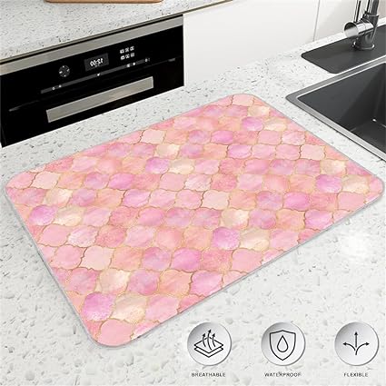 Ultra Absorbent Dish Drying Mats - Machine Washable and Super Fast Drying - Practical Solution for Efficiently Drying Dishes - 15,7 by 19,6 Inches (Black)