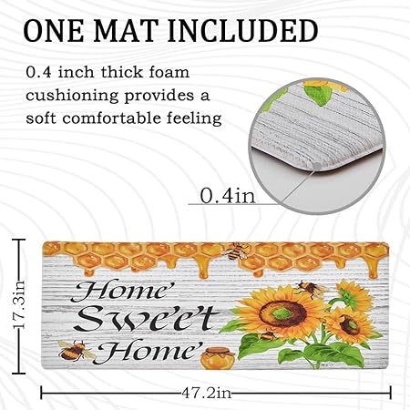 Non-Slip & Comfort Cushioned Waterproof Black Anti-Fatigue Kitchen Mat Set -2 Pieces,