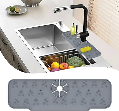 Silicone Faucet Soap Tray and Sponge Holder Faucet Handle Drip Capture Tray,