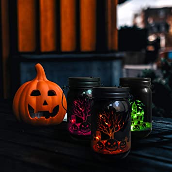 Halloween Decorations Mason Jar Lights, Centerpiece Patio( 3-Color)