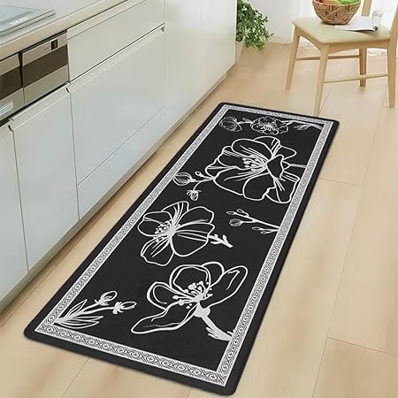 Non-Slip & Comfort Cushioned Waterproof Black Anti-Fatigue Kitchen Mat Set -2 Pieces,