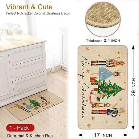 Non Skid Washable Black and White Boho Kitchen Rug Sets of 2, 17x29 and 17x47 Inch