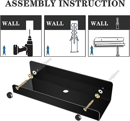 crylic Floating Shelf 10'' Invisible Wall Mount Shelves with Cord Hole, Smart Speaker/Book/Action Figures/Toy/Picture Ledge Floating Shelves for Room Bathroom Kitchen Office -Black 2 PCS