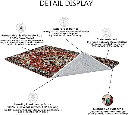 Traditional Oriental Washable Non-Slip Distressed Vintage Accent Throw Rugs