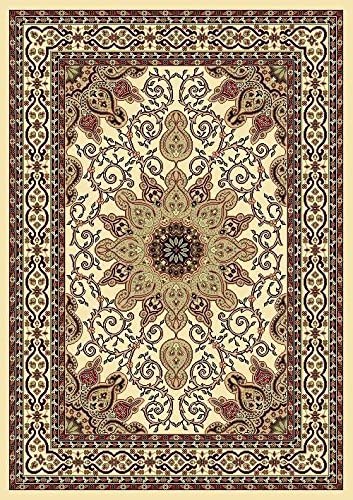 open expanded view  Persian-Rugs Ivory Burgundy 5'2x7'2 Black Isfahan Soft Area Rug