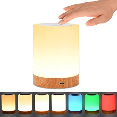 Touch Lamp for Bedrooms with Rechargeable Internal Battery Dimmable 2800K-3100K Warm White Light & Color Changing RGB