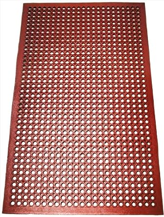 54521 Commercial Grade Grease Resistant Anti-Fatigue Rubber Floor Mat, 36" x 60", Red