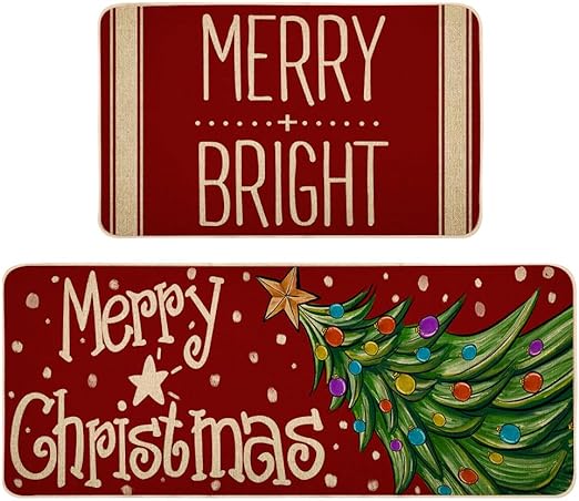 Sets of 2, Non Skid Washable Farmhouse Style Decor for Home Kitchen Floor 17x29 and 17x47 Inch DM108