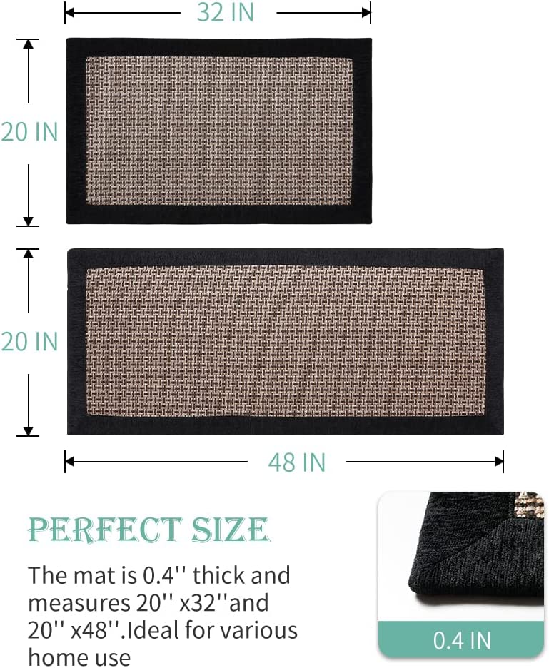 2 PCS Non Skid Washable, Absorbent ,Large Floor Mats - 20"x32"+20"x48"