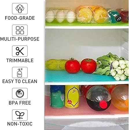 7 PCS Antifouling Refrigerator Washable Liners (2green+2pink+3blue)