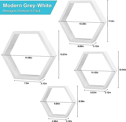 Hexagonal Floating Shelves Set of 6