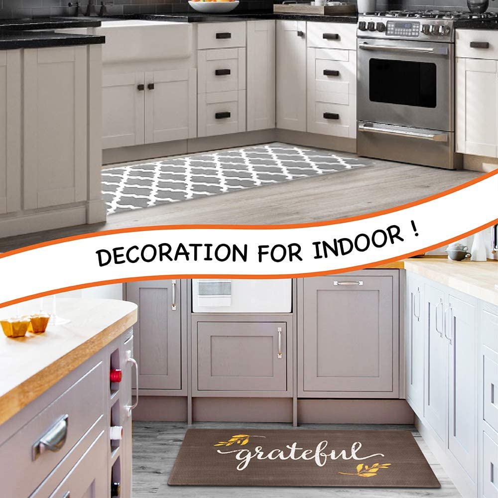 Anti Fatigue Reversible Cushioned Memory Foam Kitchen Rug Pad, 32x17 (Marble Gray)
