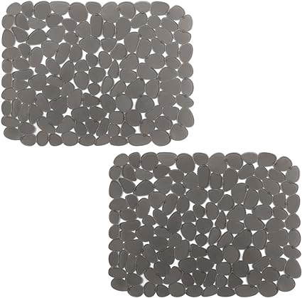 Pebble Mats for Stainless Steel Sink, (Black,2 Pack), 15.8inch x 12inch