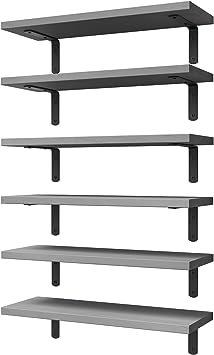 Set of 6 Wood Floating Wall Mounted