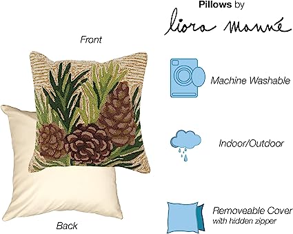 Frontporch Indoor/Outdoor Easy Care Invisible Zipper Hand Tufted Pillow- Birds Multi 18" x 18"