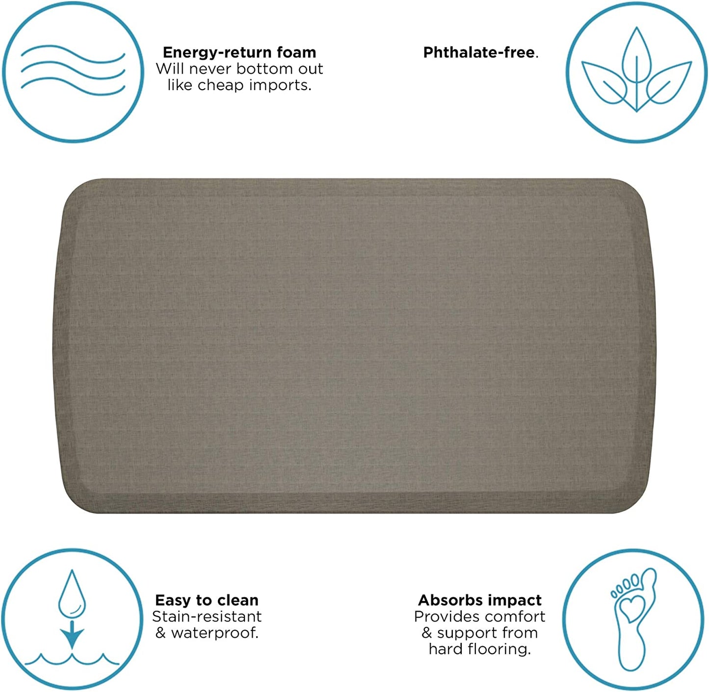 Linen Truffle Elite Premier Gel & Foam Anti-Fatigue Kitchen Floor Comfort Mat, 20" x 36"