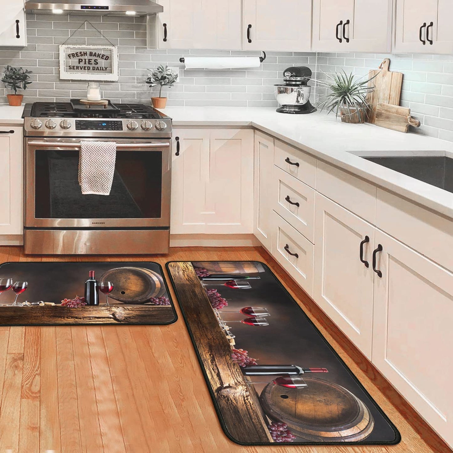 Set of 2 Wine Kitchen Decor Stain Resistant 17 x47.2+17inx30in