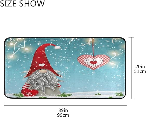 Christmas Gnome  Non-Slip Bath Rug Runner Doormats, 39x20 Inches
