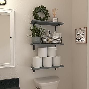 Set of 6 Wood Floating Wall Mounted