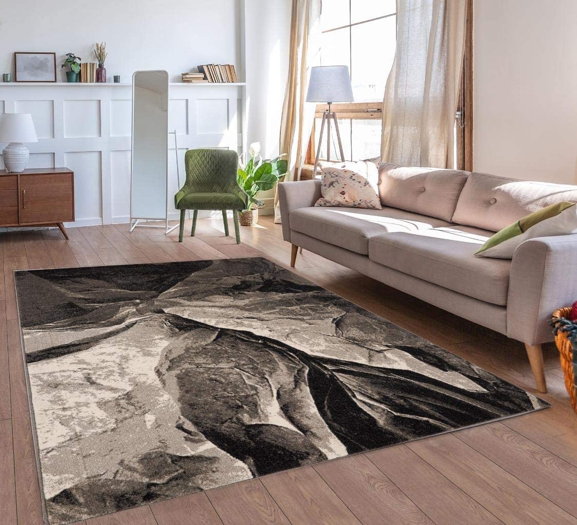 Lagos Collection  Grey  Abstract Soft Area Rug