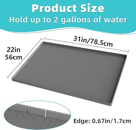 Under Kitchen Sink Mat Waterproof, (Dark Grey) 28" x 22"