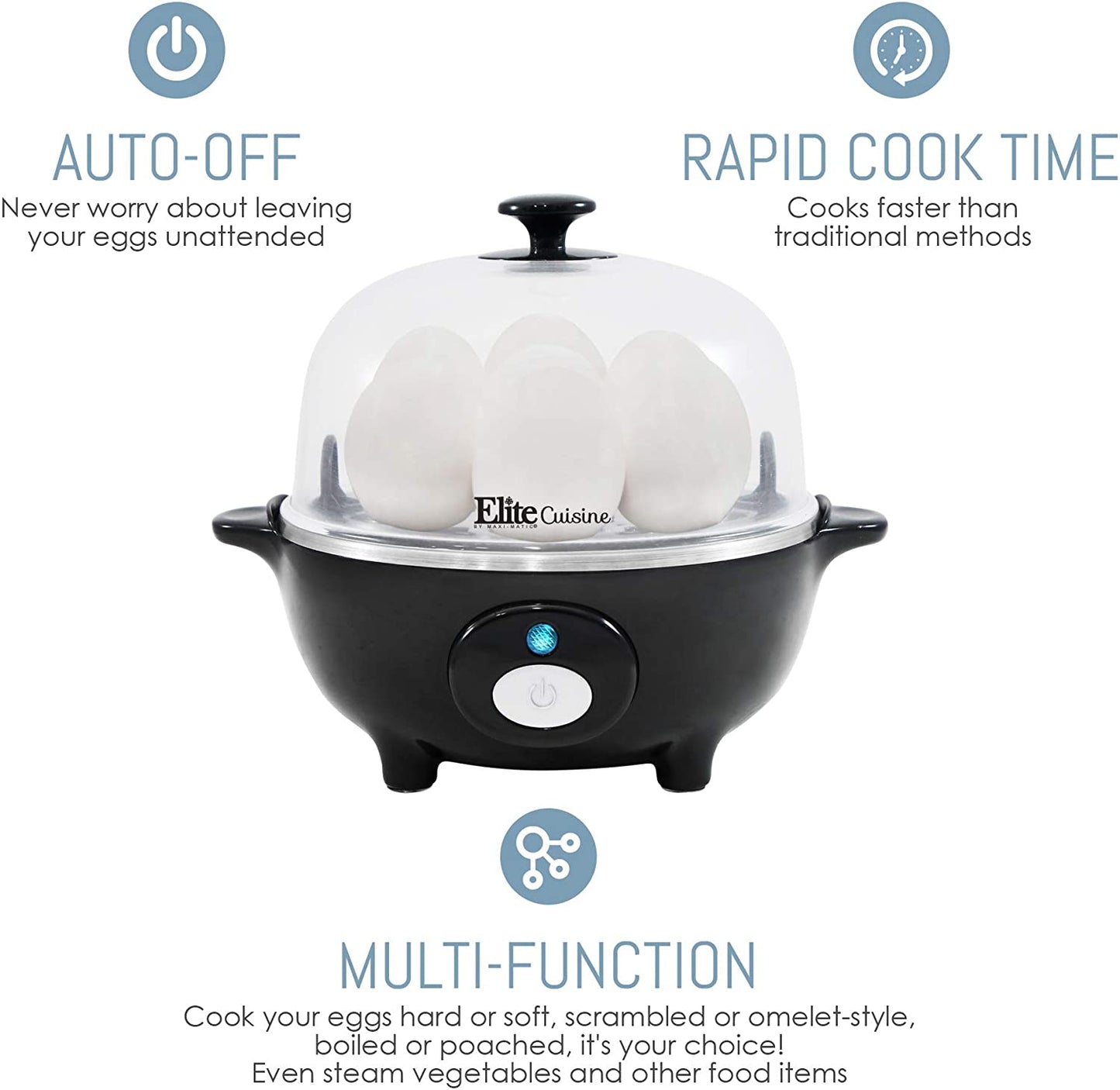 Easy Electric Egg Poacher, Cooker W/ Auto-Shut off, Buzzer, 7 Egg Capacity