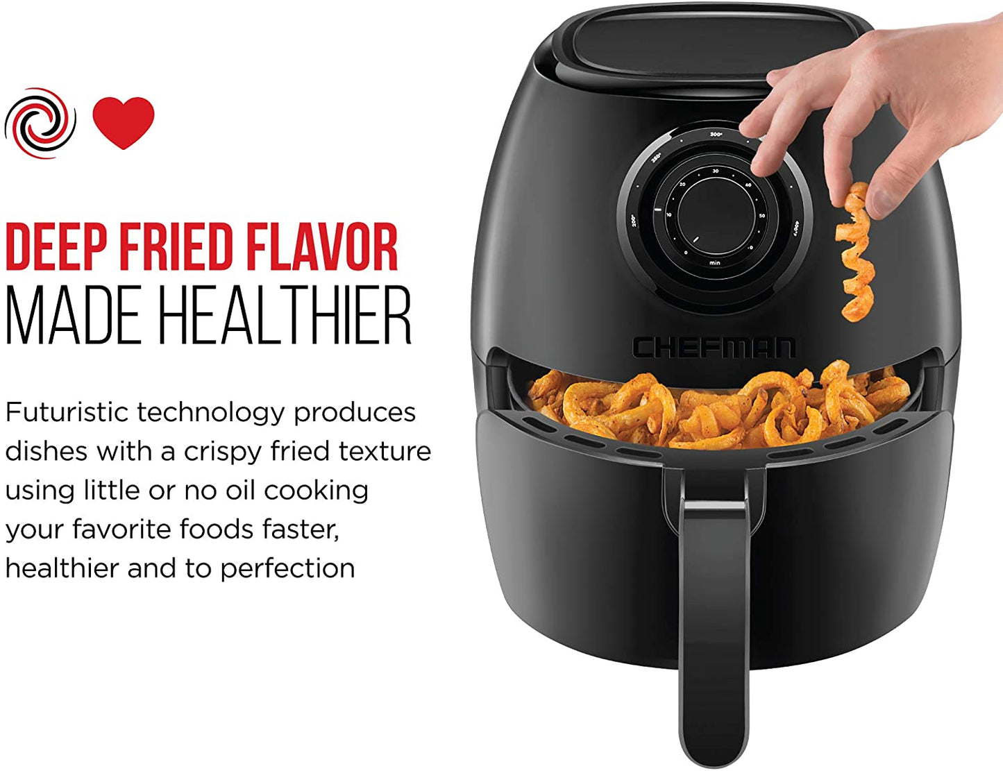 3.6 Quart Air Fryer Oven, Dual Control Temperature, 15 Cup Capacity with Cookbook