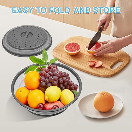 Microwave Mat & Food Cover- 10“ Mat as Bowl Holder, Multi-use: Silicone Trivet, Utensils Rest for Kitchen Counter