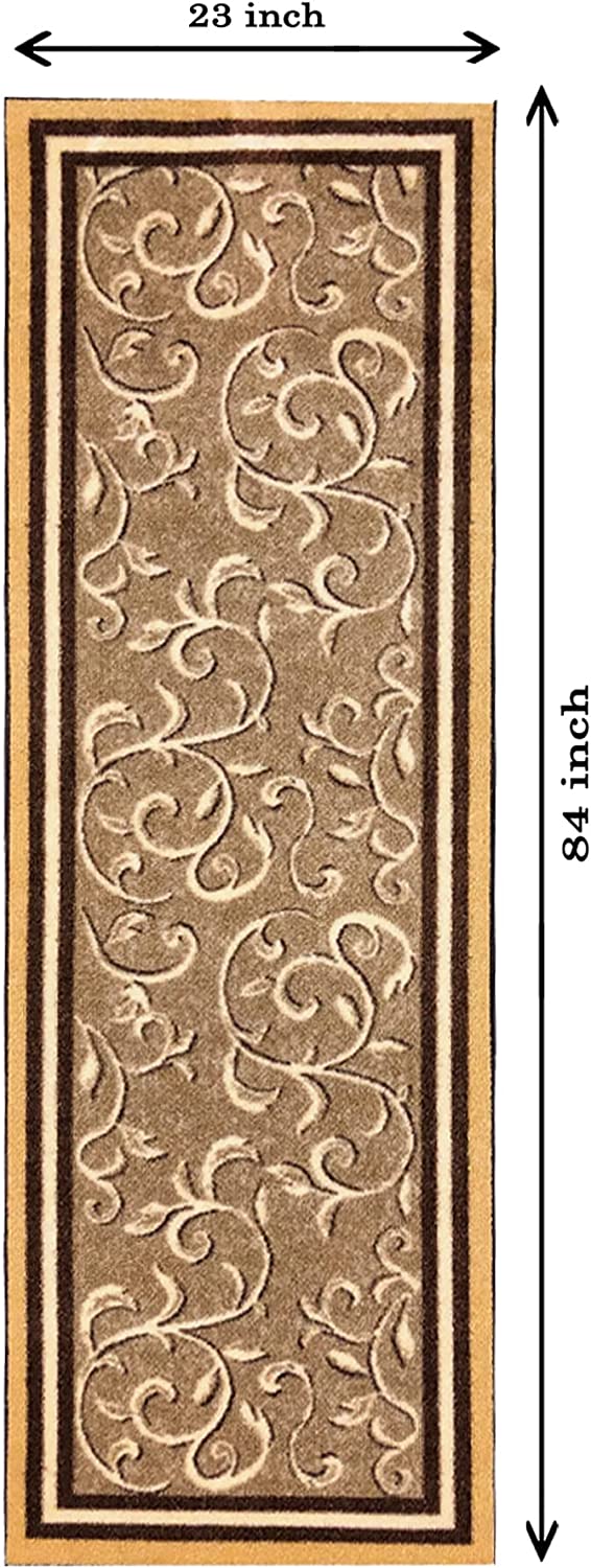 Non Slip Rubber Back  Kitchen Rug Anti Slip Stair Treads (Red, Runner (20" x 59"))