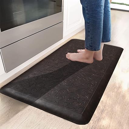 Kitchen Mat – 3/4 Inch Thick, Perfect Kitchen Rug, Anti Fatigue Floor Mat Standing Mat-Non Slip Bottom for Kitchen, Room, Cashier, Salon, etc(20 x 39, Black Brown)