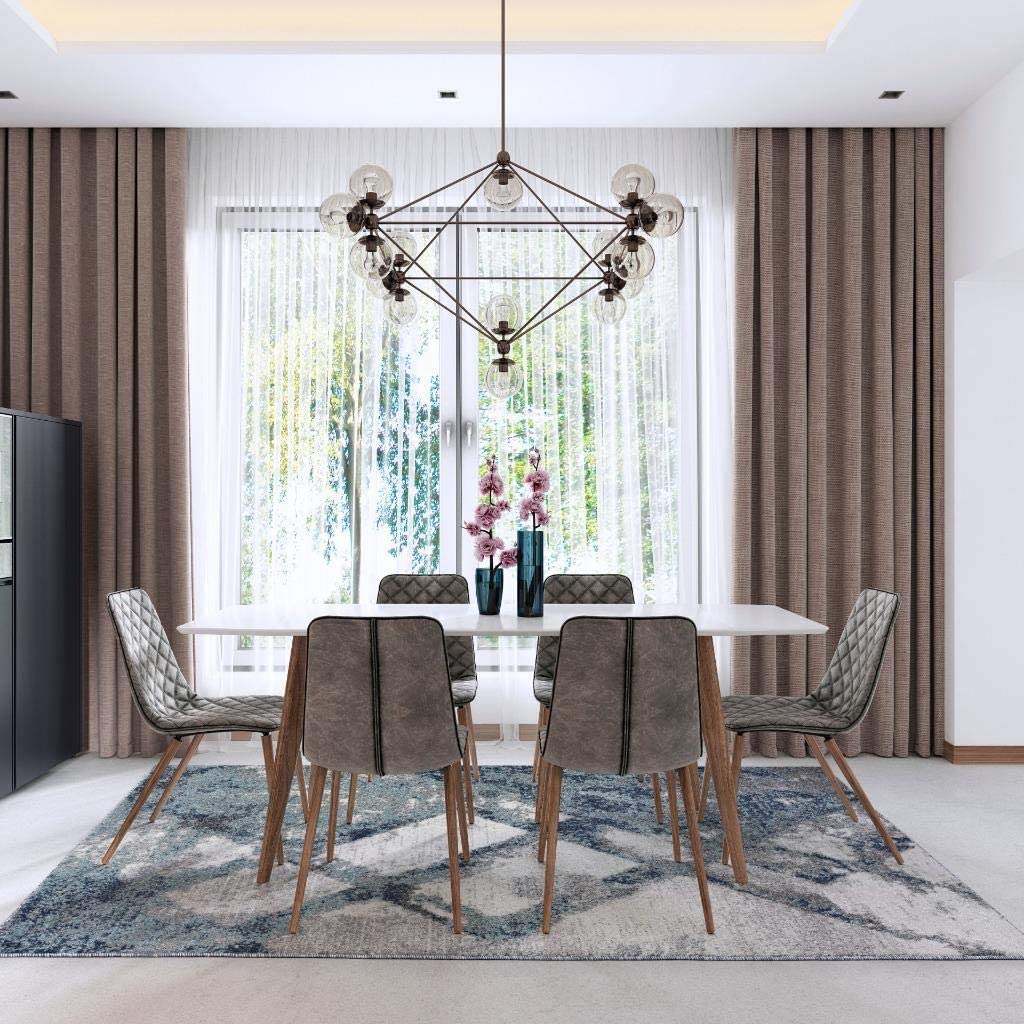 Lagos Collection Blue Art Deco Soft Area Rug