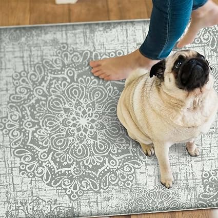 Colorful Stripe Anti Fatigue Non Slip Comfort Cushioned Standing Mat, 17"x47"+17"x30"