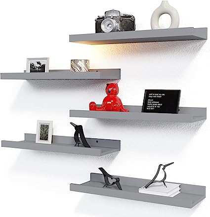 5 Set Floating Wall Mounted Shelves, Black