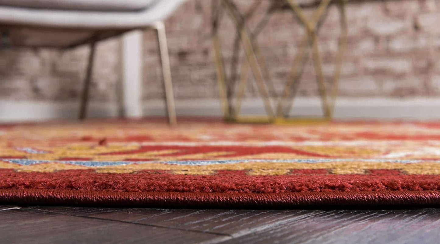 Sahand Collection Traditional Geometric Classic Red Area Rug