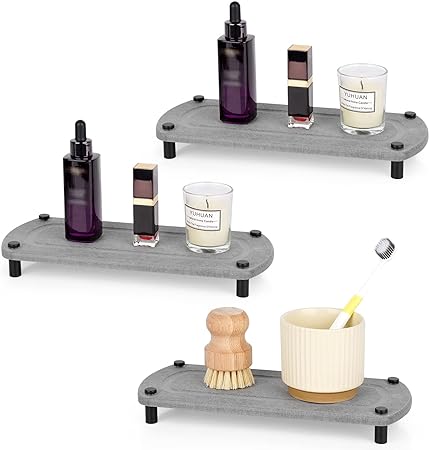 Stone Drying Counter Instant Dry Diatomaceous Earth Sink Caddy Organizer with Stainless Steel Feet (L White)