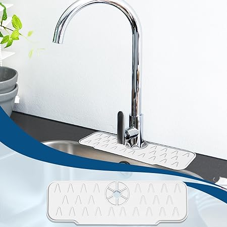 Silicone Faucet Soap Tray and Sponge Holder Faucet Handle Drip Capture Tray,
