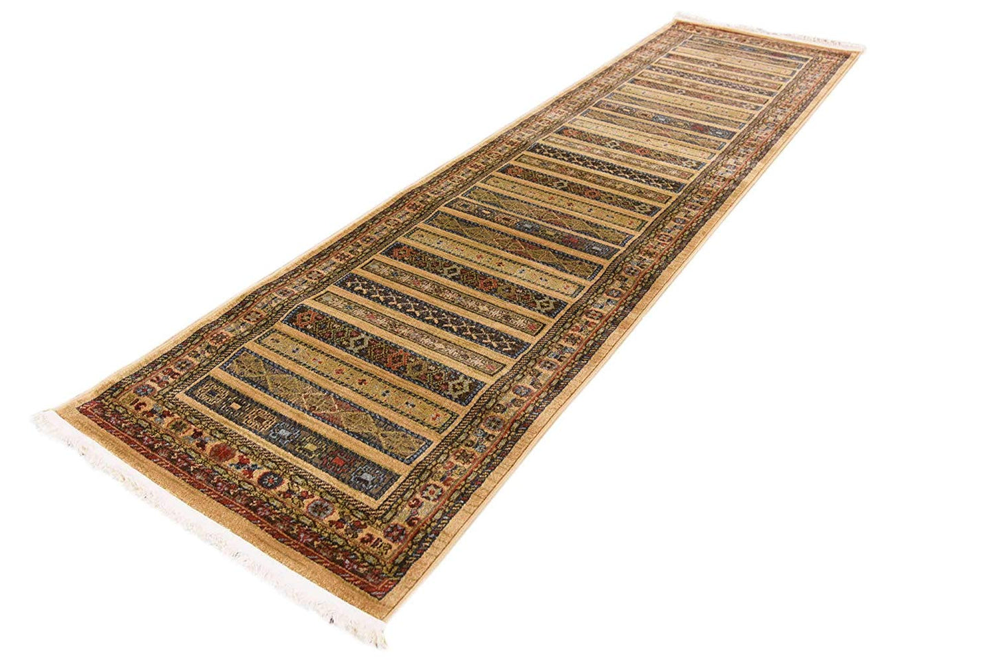 Tribal Pattern Tan Navy Blue Soft Area Rug