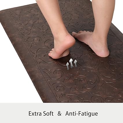 Kitchen Mat – 3/4 Inch Thick, Perfect Kitchen Rug, Anti Fatigue Floor Mat Standing Mat-Non Slip Bottom for Kitchen, Room, Cashier, Salon, etc(20 x 39, Black Brown)