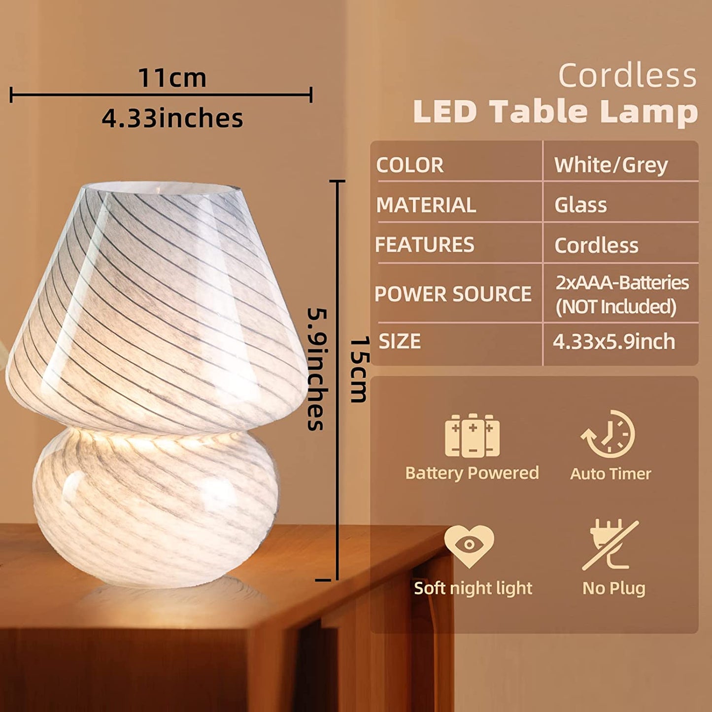 Battery Operated Table Lamps Timer (Cloud)