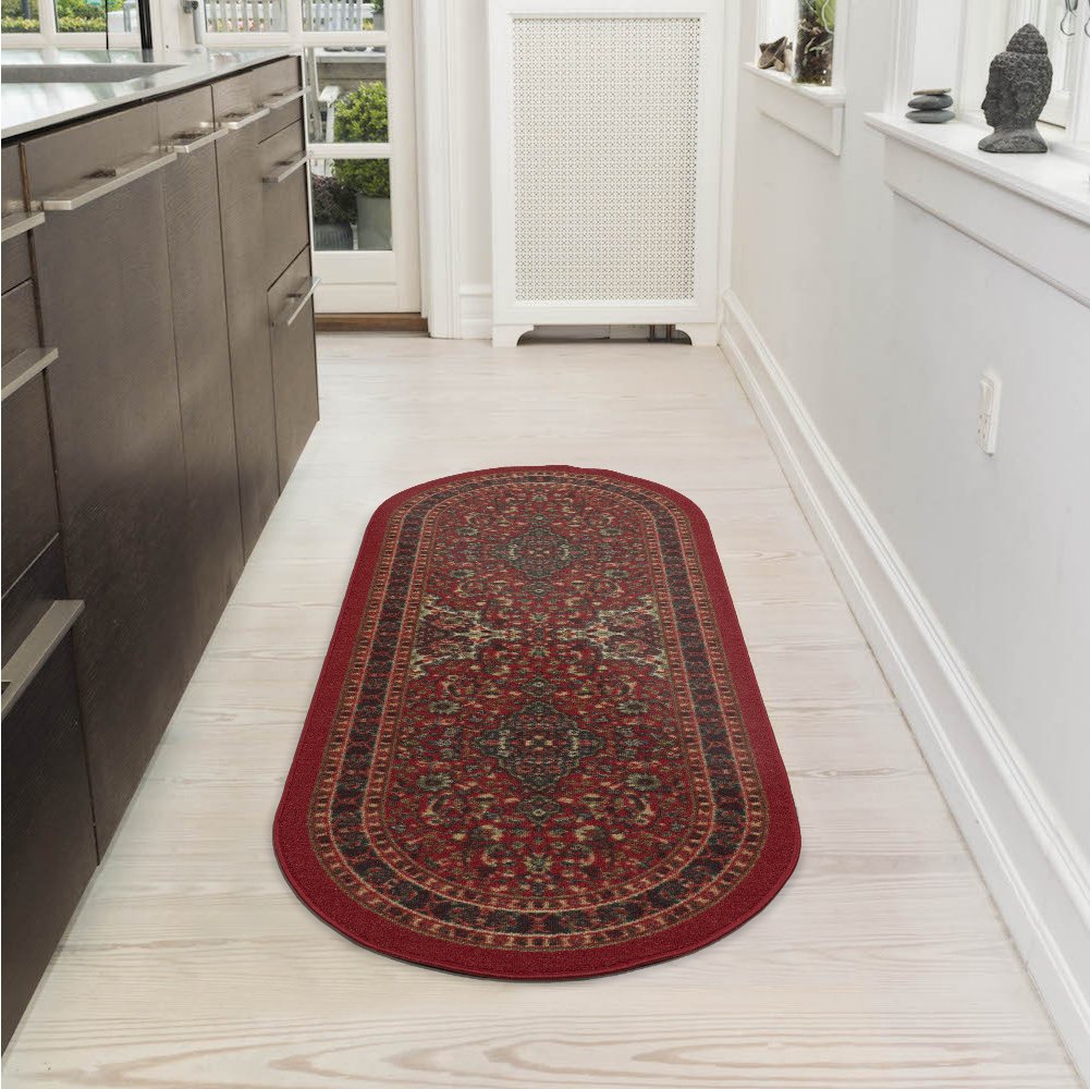 Persian Oriental Design Red Non-Skid Area Rugs